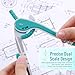 EBOOT Student Geometry Math Set, Drawing Compass and 6 Inch Clear Swing Arm Protractors 180 Degree Math Protractor(Turquoise)