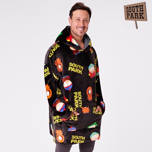 South Park Hoodie Blanket for Men and Teenagers - Cosy Oversized Fleece Hoodie One Size Sherpa Hood - Gifts for Him Multi3