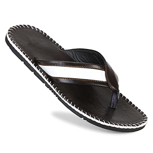 Image of Emosis Men's Faux Leather Slipper - Flat Chappal cum Thong Sandal - For Daily Use Outdoor Indoor Formal Office Home Ethnic Casual Wear E0527