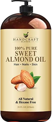 Handcraft Sweet Almond Oil - 100% Pure and Natural - Premium Therapeutic Grade Carrier Oil for Essential Oils - Massage Oil for Aromatherapy - Body Oil and Hair Oil - 28 fl. oz