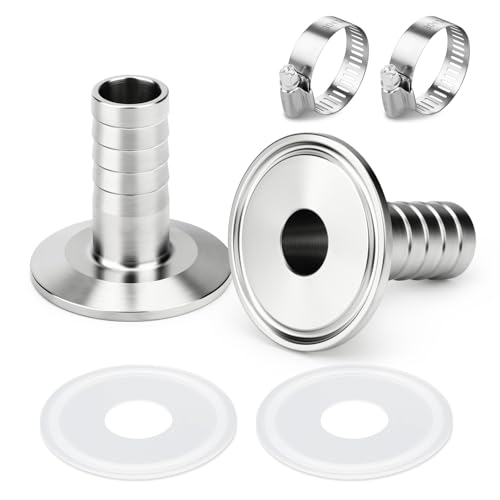 Ergaoboy 2 Piezas De 1,5 Tri Clamp A 25 Mm Manguera Con Espiga 304 Acero Inoxidable Sanitario Manguera Accesorio Férula Od 50,5 Mm Conector Para Elaboración Casera De Cerveza