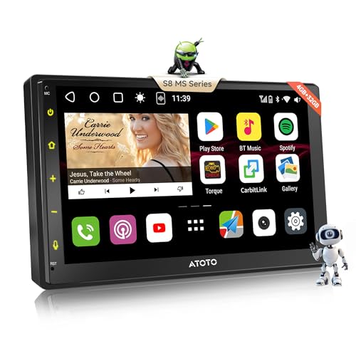 ATOTO S8 MS Android Double-DIN Car Stereo, Wireless CarPlay & Android Auto, 4G LTE/Wi-Fi/BT/USB Tethering, Dual Bluetooth, 7inch QLED Display, HD Rear View with LRV, SCVC, 4G+32G, S8G2B74MS