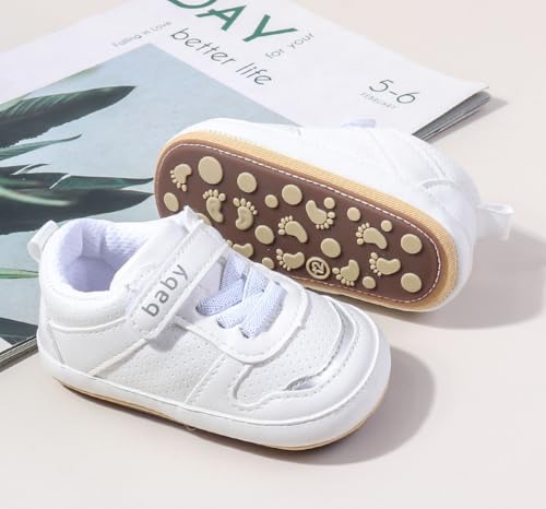 Newbron Baby Boys Girls Retro Sneakers Pu Leather Rubber Sole Walking Shoes Toddler Non-Slip First Walkers Infant Slippers Crib Shoes2