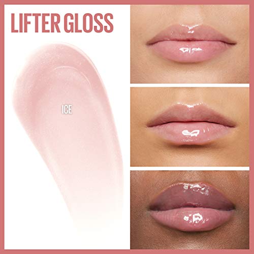 Maybelline Lifter Gloss, Hydrating Lip Gloss With Hyaluronic Acid, High Shine For Fuller Looking Lips, Xl Wand, Ice, Pink Neutral, 0.18 Ounce #TOP1