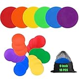 Qtheaes 9 Inch Poly Spot Markers for Sports Training, 6/18 Pcs Round Multiple Color Rubber Non-Slip Spots...