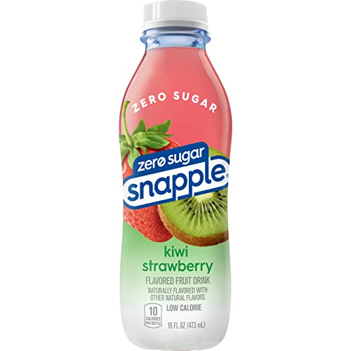 Snapple Zero Sugar Strawberry Kiwi Juice Drink, 16 Fl Oz Recycled Plastic Bottles, 6 Pack #TOP6