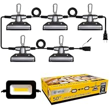 مصباح عمل LED GT-Lite بطول 50 قدمًا وقوة 50 وات وقوة 5000 لومن ومصابيح سلسلة قابلة للربط لإضاءة موقع العمل، وضوء النهار الأبيض بقوة 5000 كلفن، و5 رؤوس إضاءة مدرجة في قائمة ETL