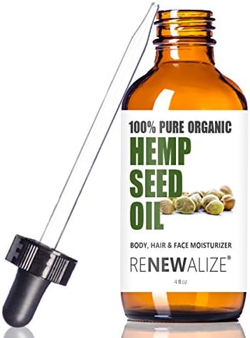Renewalize Certified Organic Hemp Seed Cleansing Oil - Face Cleanser and Moisturizer | 100% Pure Cold Pressed and Unrefined | Best Daily, Night time, Facial Regimen for Acne Pimple Prone Skin 4oz