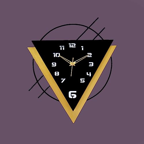 Image of METSY Metal Laser Cut Numerical Analogue Art Wall Clock Black & White for Home and Office | Metal Wall Art | Decor Items (Triangle)