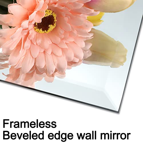 16"X24" Frameless Bathroom Mirror With Shelf, Wall Mirror Beveled Mirror Frameless For Bathroom, Bedroom, Living Room, Hallway #TOP7