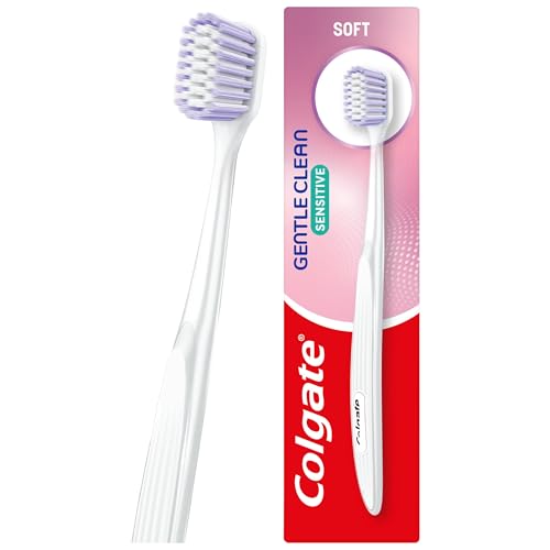 Colgate Gentle Clean Sensitive Toothbrush Soft Toothbrush Wide Head Cleans More Surface Area high Density tufting for a Gentle Clean Soft Tapered bristles to Clean Between Teeth