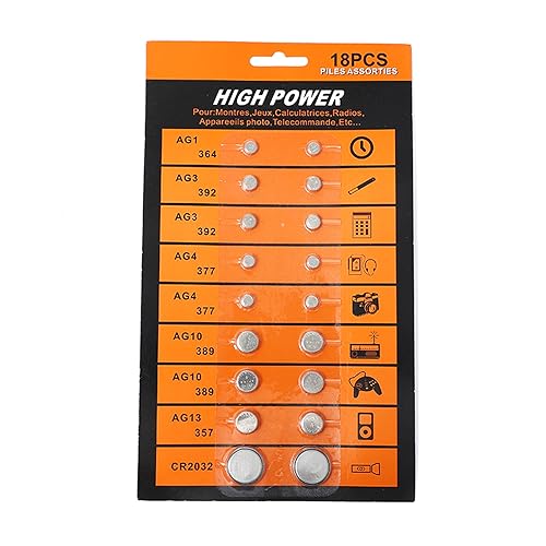 Juego de 18 pilas de botón AG1, AG3, AG4, AG10, AG13, relojes, calculadoras, reproductores de MP3, reloj celular, kit de repuesto