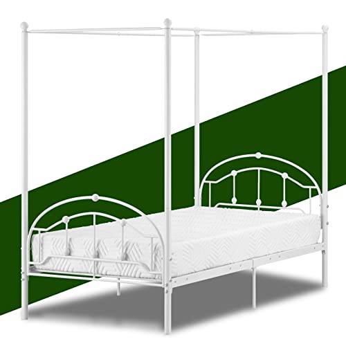 Buy VINGLI White Canopy Bed Twin Bed Frame with Headboard, Princess