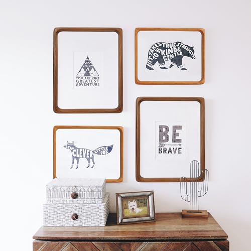 11x14 Picture Frames Teak Solid Wood with Real Glass Vertical Horizontal Standing Display Photos 5x7/8x10 with Mat or 11x14 Without Mat Lovely Gift for Desk Tabletop Wall Mount Y14 - Image 3