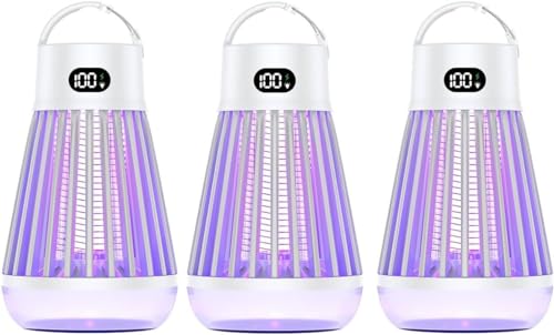 Zappify Zapper 2.0 3 Pack Portable Bug Zapper Indoor & Outdoor Cordless Rechargeable Mosquito Zapper Hanging Hook 1500V High Voltage Trap for Fly Insect Mosquito & Bugs