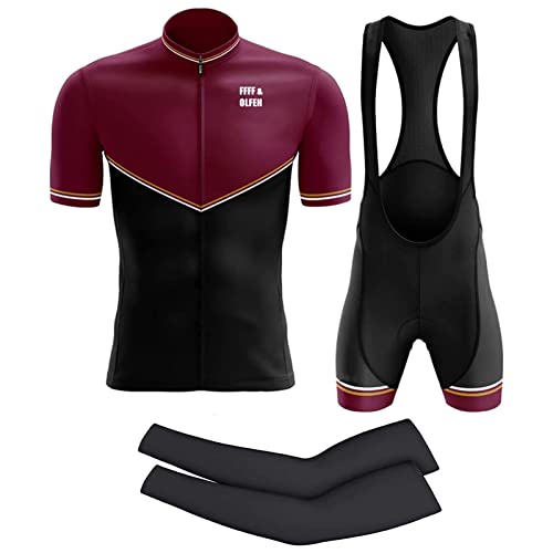 Maillot Ciclismo Hombre Verano, Traje de Ciclismo Hombre de Equipos Profesionales, Ropa Culote Conjunto Traje Culotte Deportivo Gel para Bicicleta MTB Ciclista Bici (L,Red B)