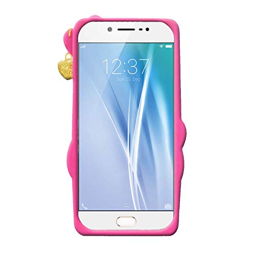 Image of Unirock Hello Kitty Back Case Cover for Vivo V5| 3D Cute Hello Kitty Case |Soft Silicone Rubber Back Cover with Pendant Kitty Cover for Vivo V5 (Pink)