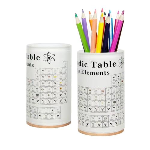 Image of Periodic Table of Elements Pen Holder, Stationery Organizer for Office Desk,Periodic Table with Real Samples,Gift for Kid Students Teacher Science Lovers