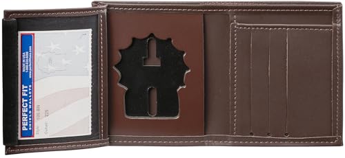 Perfect Fit Shield Wallets NYPD Detective Style Hidden Badge Wallet Leather Brown (Cutout PF225)