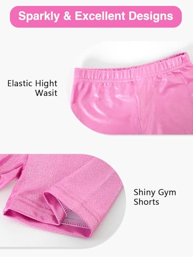 HOZIY Girls Gymnastics Leotards Outfits Sparkly Bow Back Unitards Biketard with Tumbling Shorts Hair band Kids 3-10 Years