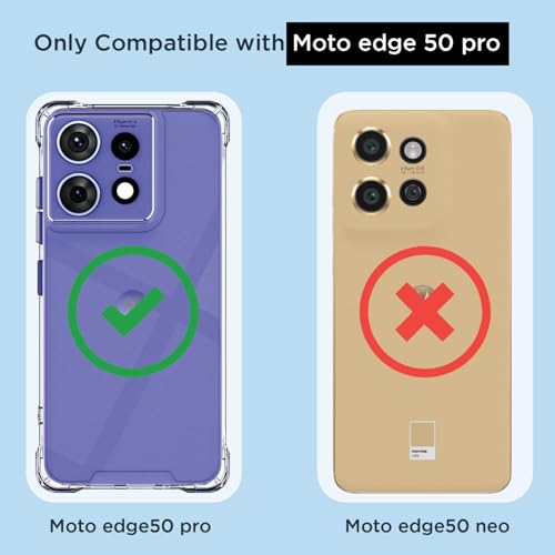 Image of Amazon Basics Back Cover for Motorola Moto Edge 50 Pro 5G PC + TPU Clear Transparent Raised Edges Shockproof Protective Phone Bumper Case(Transparent)