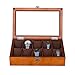 Uhrenbox aus Holz für Schmuck Aufbewahrungsbox mit 10 Ablagekissen, Manschettenknopf-Organizer mit Metallverschluss und Topglas (braun/schwarz)