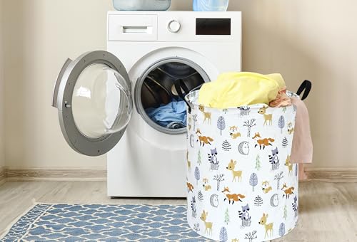 Image of Round Laundry Basket Storage Bins Nursery Hamper Gift Baskets for Home,Office,Home Decor