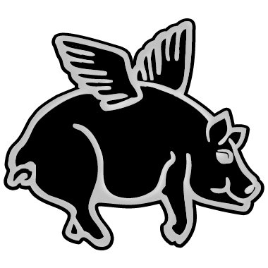 Emblema de cerdo volador cromado en relieve para decoración de coche