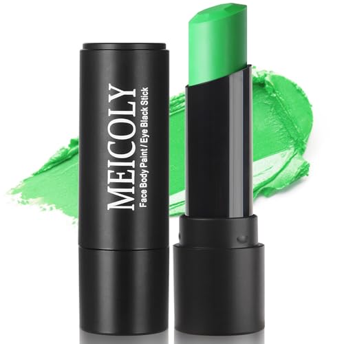 MEICOLY Lime Green Eye Black Stick,Waterproof Eye Black Baseball Softball Football Lacrosse,Hunting Camo Paint,Green Face Body Paint Stick for Halloween SFX Witch Hulk Cosplay Makeup