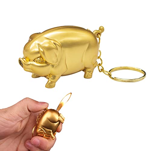 Encendedor creativo de llama soplete cerdo dorado portátil miniatura 1