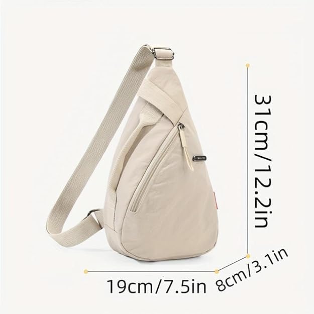 Image of Sling Bag Crossbody Backpack with Single Shoulder Strap and Zipper Closure, Beige