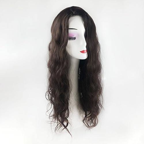 18x18cm Side Part Hair Topper Clip in 150% Density Cloud Wavy Wig 55cm Large Full Head Wear Toupee Silk Clouth Base (Right Part Off Black) - Image 4