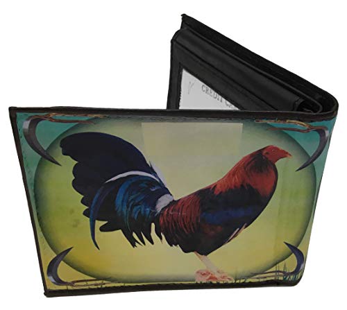 Cartera Billetera de piel dos gallos red black3