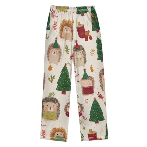 ZZXXB Hedgehog Pine Trees Boys Long Pants Soft Trousers Elastic Waist Kids Lounge Bottoms with Pockets S-XL2