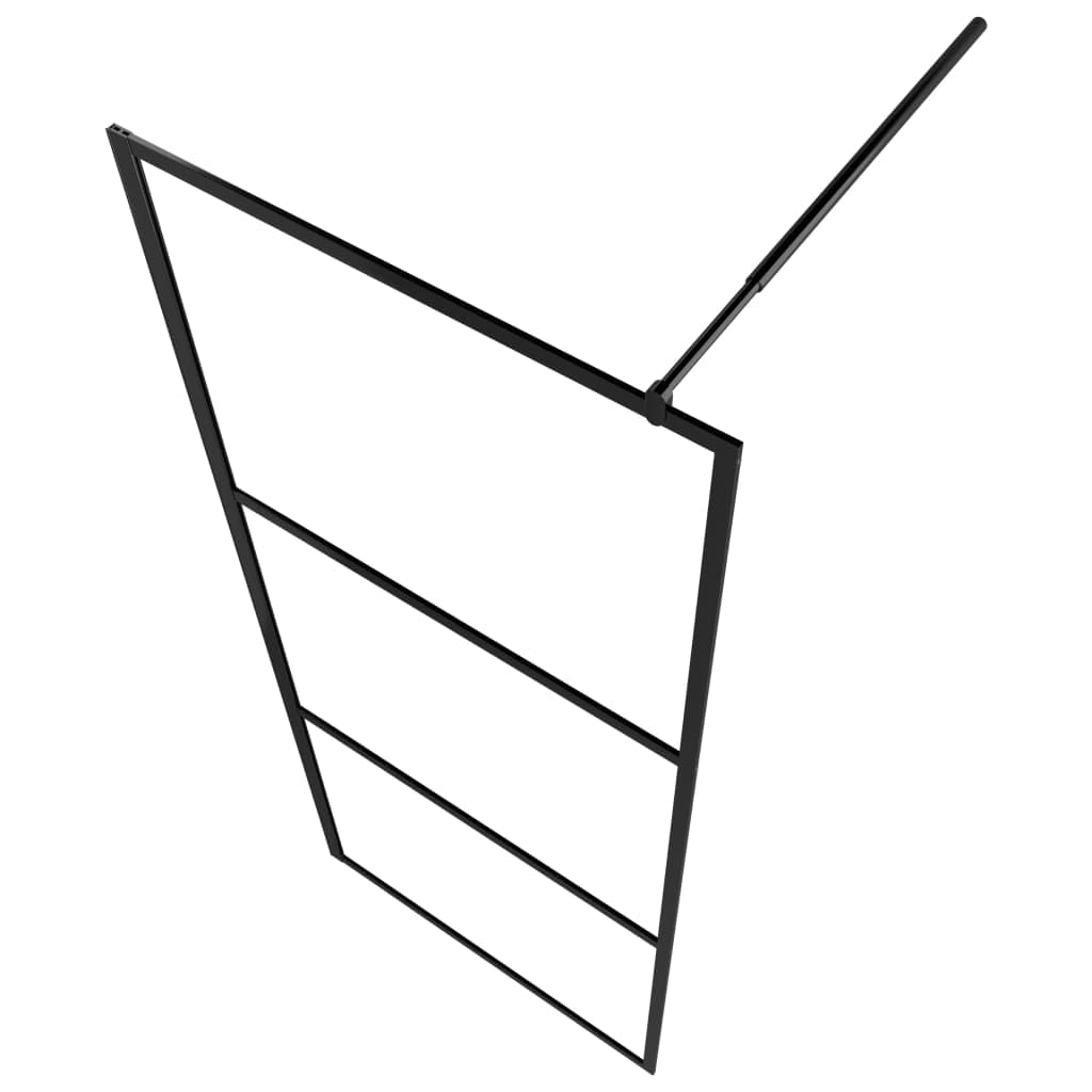 Mampara de ducha de cristal templado de color negro, 90 x 195 cm, cristal de seguridad de 5 mm con marco de aluminio, perfil ajustable y barra de apoyo flexible para un fácil montaje