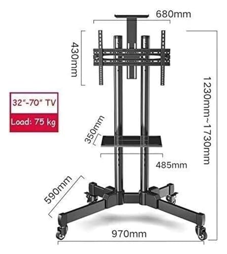 Soporte móvil para TV con ruedas y ajuste de altura miniatura 2
