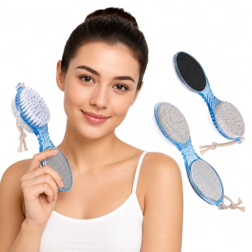 Image of 4-in-1 Pedicure & Foot Care Tool Set for Home Use | Foot Scrubber, Pumice Stone, Foot Rasp & Black Emery File | Multi-Purpose for Callus, Rough Skin & Soft Care | Pedicure & Manicure Kit