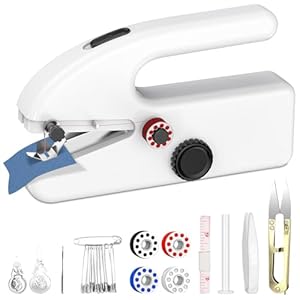 Onherm Handnähmaschine Tragbare Elektrische, Mini Nähmaschine 2 Modi mit Nadel und Faden, Einfach Anzuwenden, Für Anfänger und Kinder, Anwendbar auf Kleidung, Vorhänge