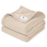 lulumoon Musselin Decke Baby - Atmungsaktive Babydecke,Baby Decken Neugeborenen,Weiche Krabbeldecke für Kinder,Musselin Schlafdecken für Kleinkinder Mädchen Junge 120x120cm(Elfenbein)