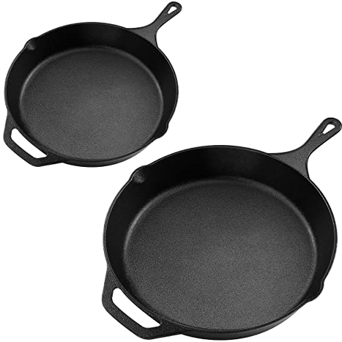 Utopia Kitchen Pre-Seasoned Cast Iron Skillet 2 Piece Setâ Professional 6.5 inch and 12.5 inch Chefâs Pan â Suitable for all Stovetops â Camp Fire Frying Pan â Safe Indoor and Outdoor Cookware (Black)