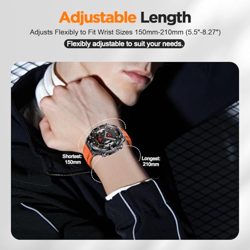 Image of 22mm Silicone Watch Band Compatible with Huawei Watch GT 6 46mm Strap,Multi-hole Design Straps with Black Metal Connector and Buckle Compatible with Amazfit Balance 2 Bands