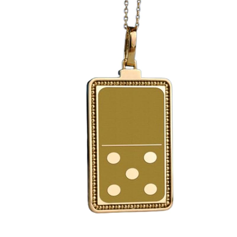 Collier argent 925 plaqué or anti-allergie avec pendentif domino gravé durable