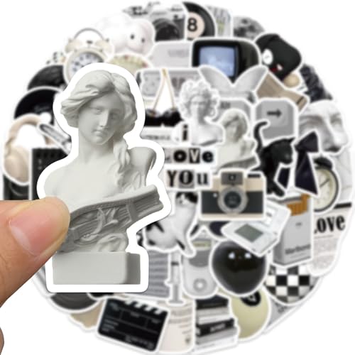 GGTTNRT 61Pcs Laptop Stickers Scrapbook Stickers, Stickers Aesthetic Personalized Vintage Black and White Sticker - Image 3
