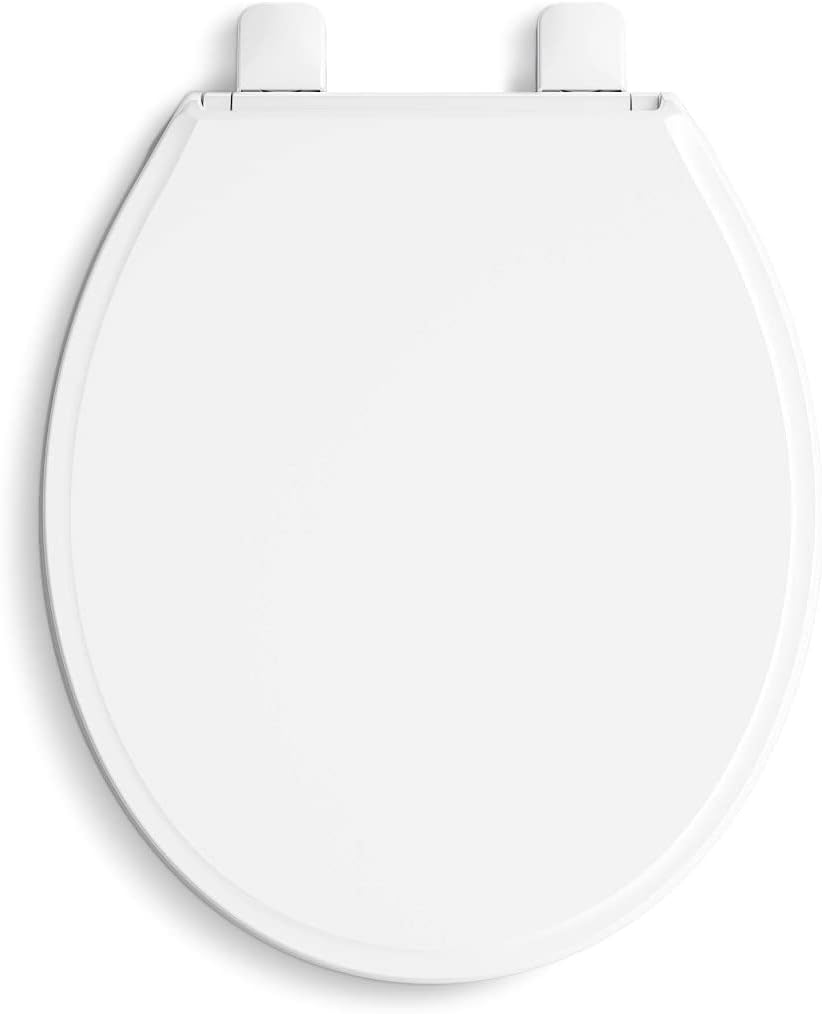 KOHLER 24294-0 Figure ReadyLatch Round-Front Toilet Seat, Quiet-Close Lid and Seat, Countoured Seat, Grip-Tight Bumpers and Installation Hardware, White