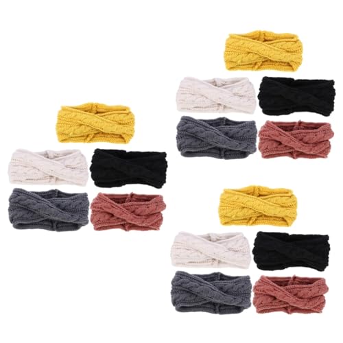 SHERCHPRY 15 diademas trenzadas de punto para mujer, pañuelos para el cabello para mujer, tocados para mujer, diadema de punto con botón de ganchillo, accesorios para el cabello para mujer, hilo