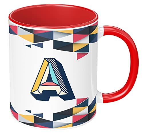 Image of 3D Colorful Alphabet Letter A Printed Coffee Mug for Girls Boys Friends Love Kids Best Gift for Birthday Anniversary Initial Letter A (Ceramic Tea Coffee Mug-350ml) - ABV3TM2 102