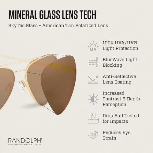 Image of Randolph Eyewear Concorde Aviator Sunglasses for Men and Women - Non-Polarized & Polarized Aviator Sunglasses Made to Last