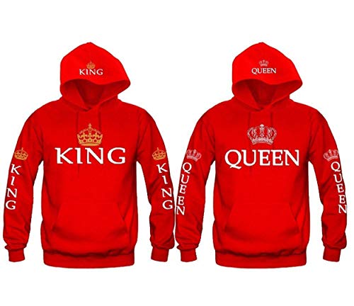 Sudadera con capucha a juego para parejas King & Queen para hombre...