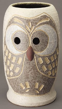 Amazon | 信楽焼陶器 傘立 ふくろう彫傘立 （ホワイト） 高さ43.0cm