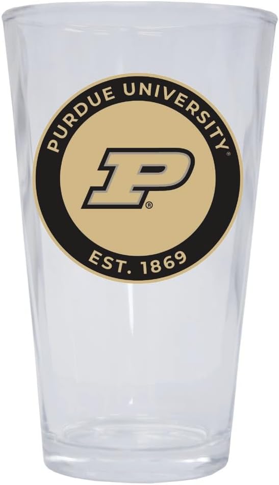R and R Imports Purdue Boilermakers 16 oz Pint Glass Officially Licensed Circle Design 2-Pack